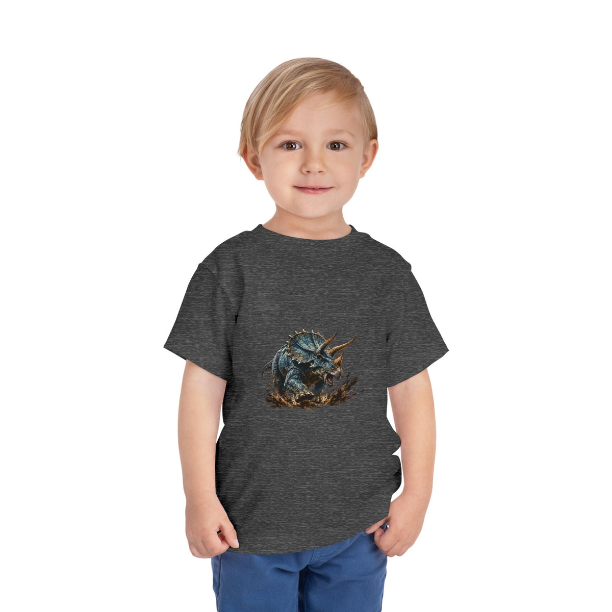 Toddler Tee — Mud-Splash Triceratops Dino Shirt for Kids - Front Patch Kids Co.
