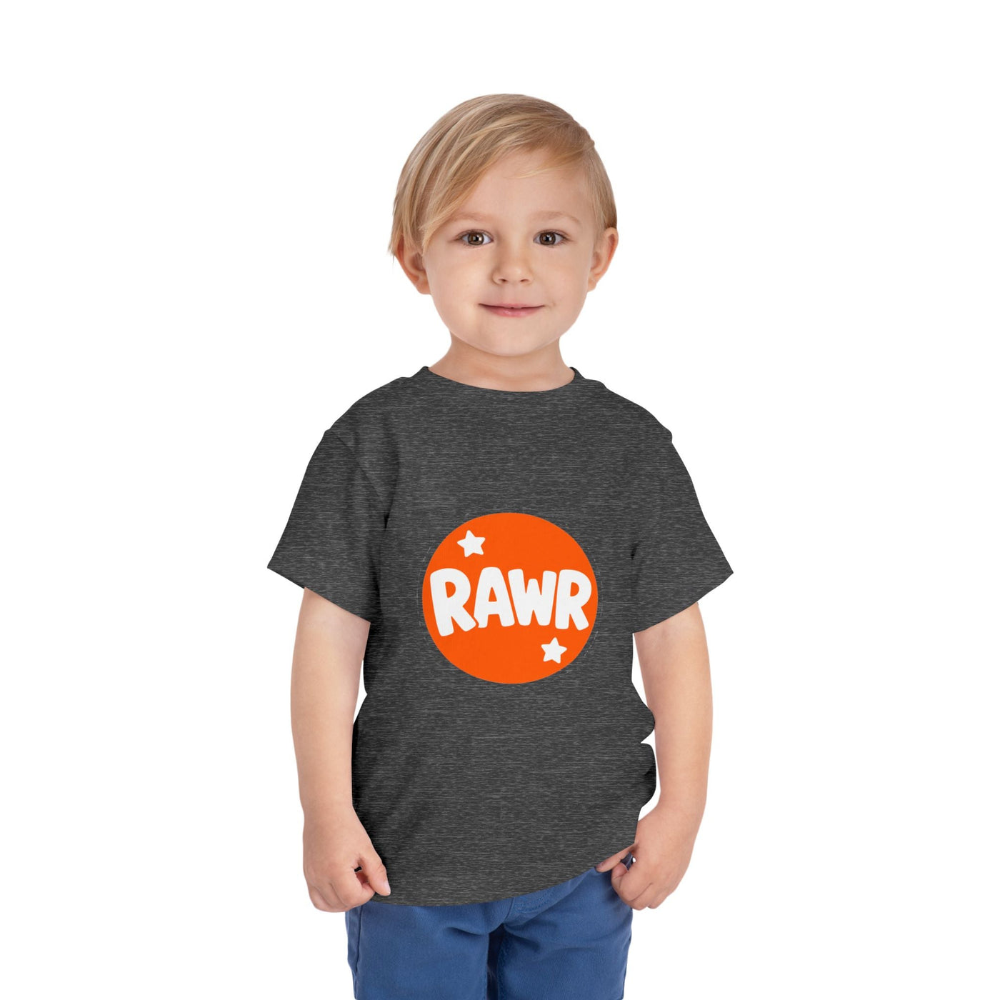 Toddler Tee — "RAWR" Orange Circle Graphic - Front Patch Kids Co.