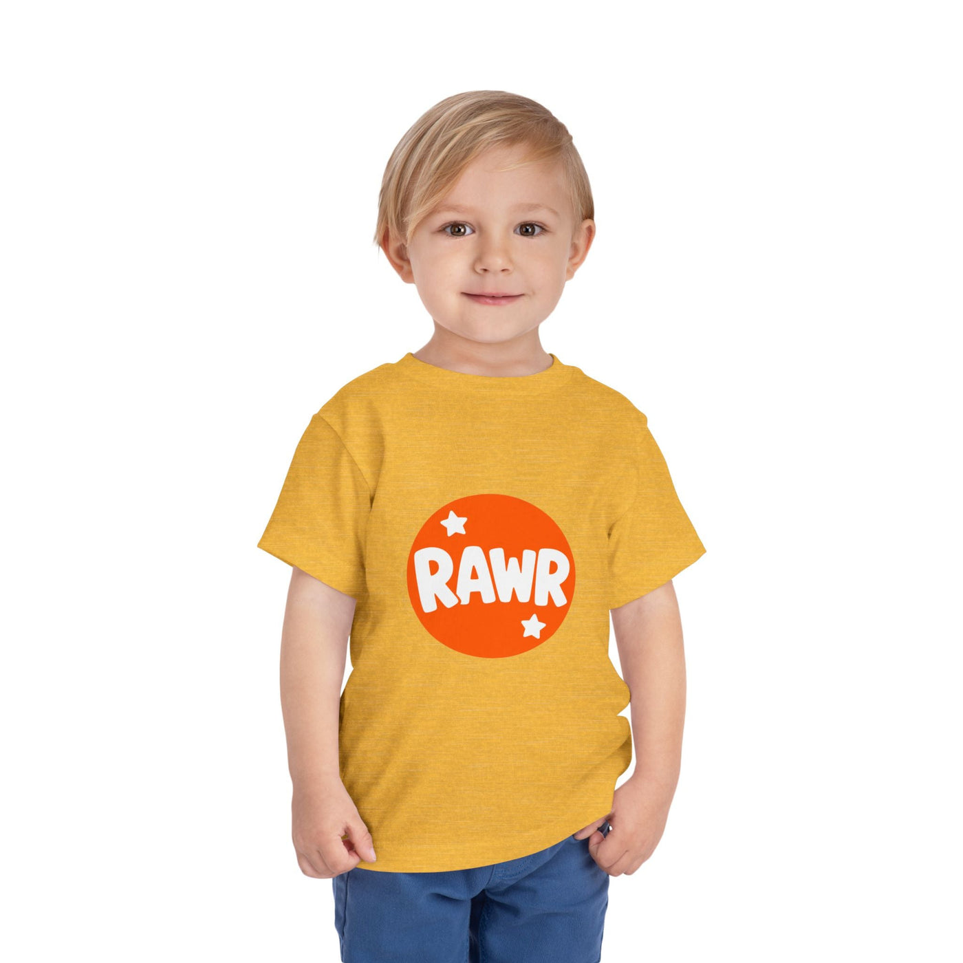 Toddler Tee — "RAWR" Orange Circle Graphic - Front Patch Kids Co.