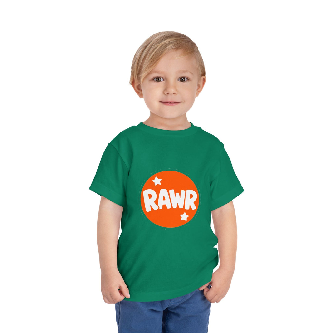 Toddler Tee — "RAWR" Orange Circle Graphic - Front Patch Kids Co.