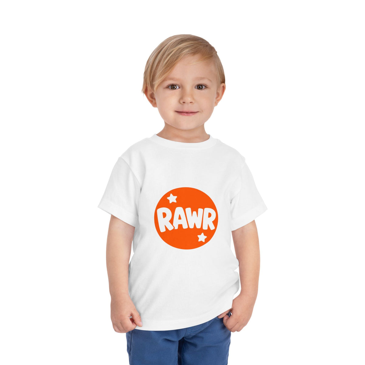 Toddler Tee — "RAWR" Orange Circle Graphic - Front Patch Kids Co.