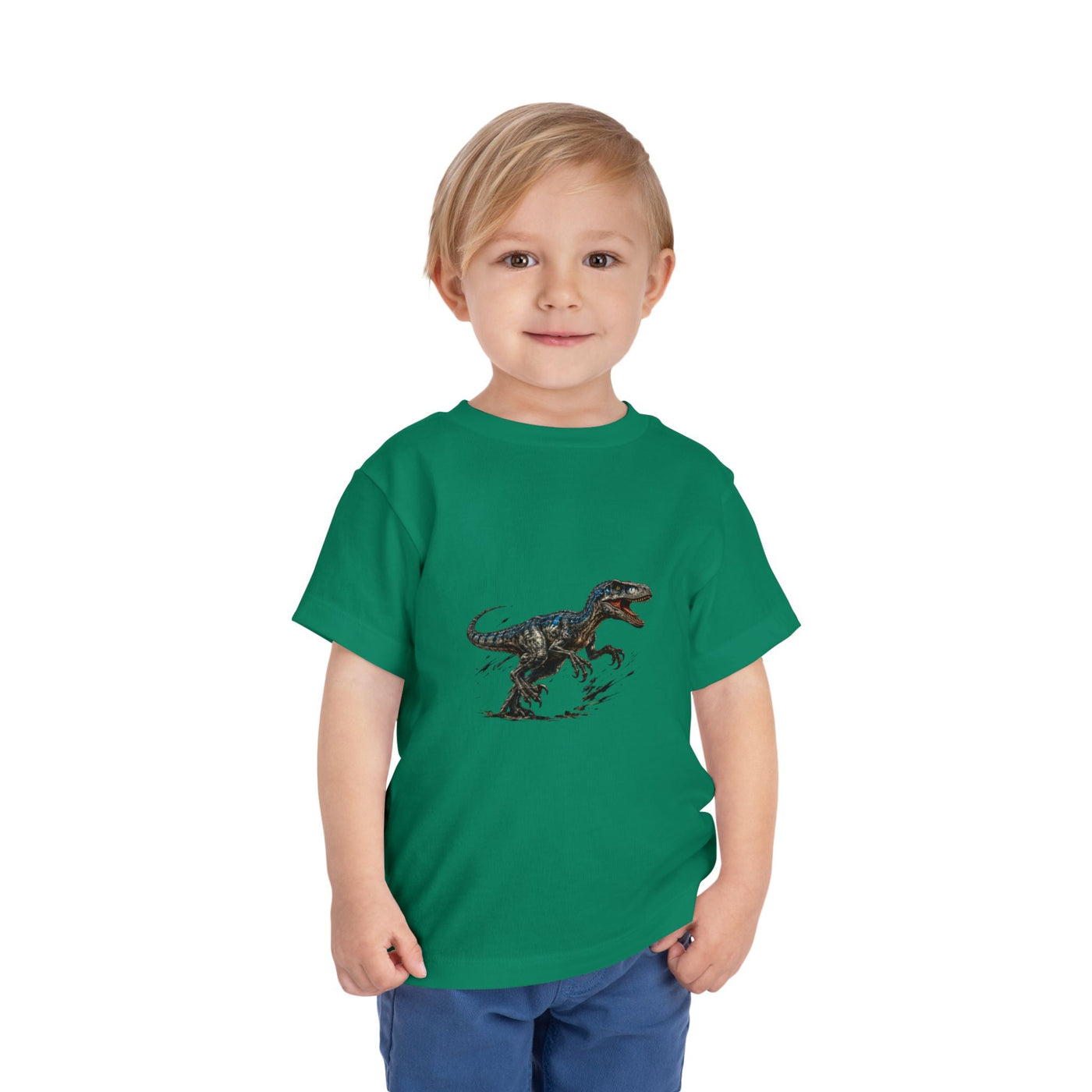 Toddler Tee — Running Velociraptor Dinosaur Graphic - Front Patch Kids Co.