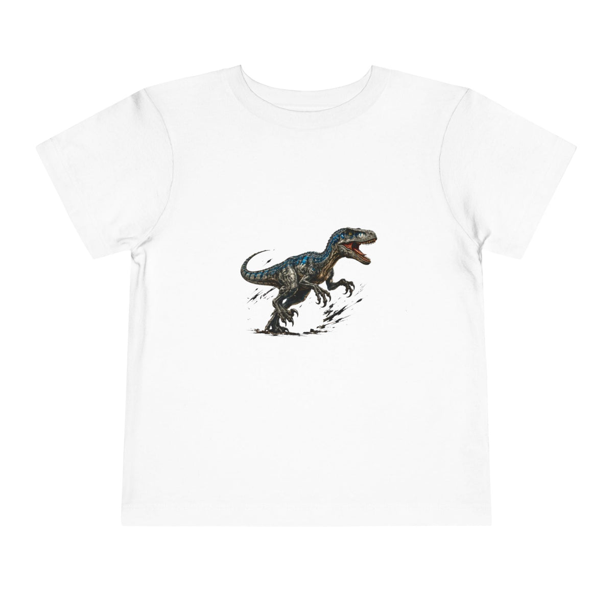 Toddler Tee — Running Velociraptor Dinosaur Graphic - Front Patch Kids Co.