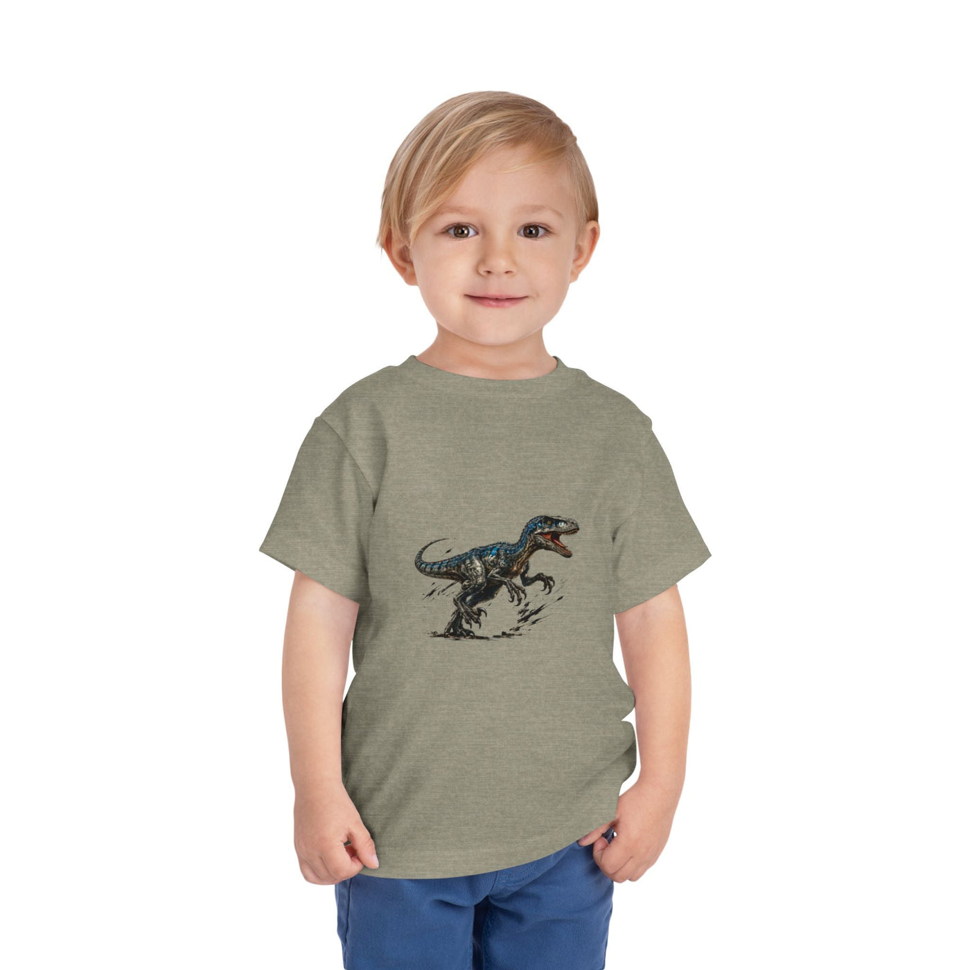 Toddler Tee — Running Velociraptor Dinosaur Graphic - Front Patch Kids Co.