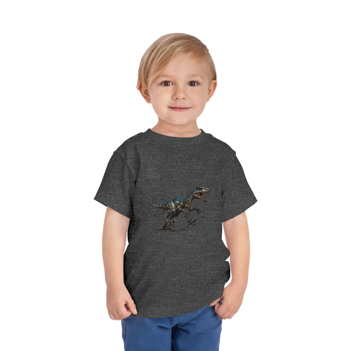 Toddler Tee — Running Velociraptor Dinosaur Graphic - Front Patch Kids Co.