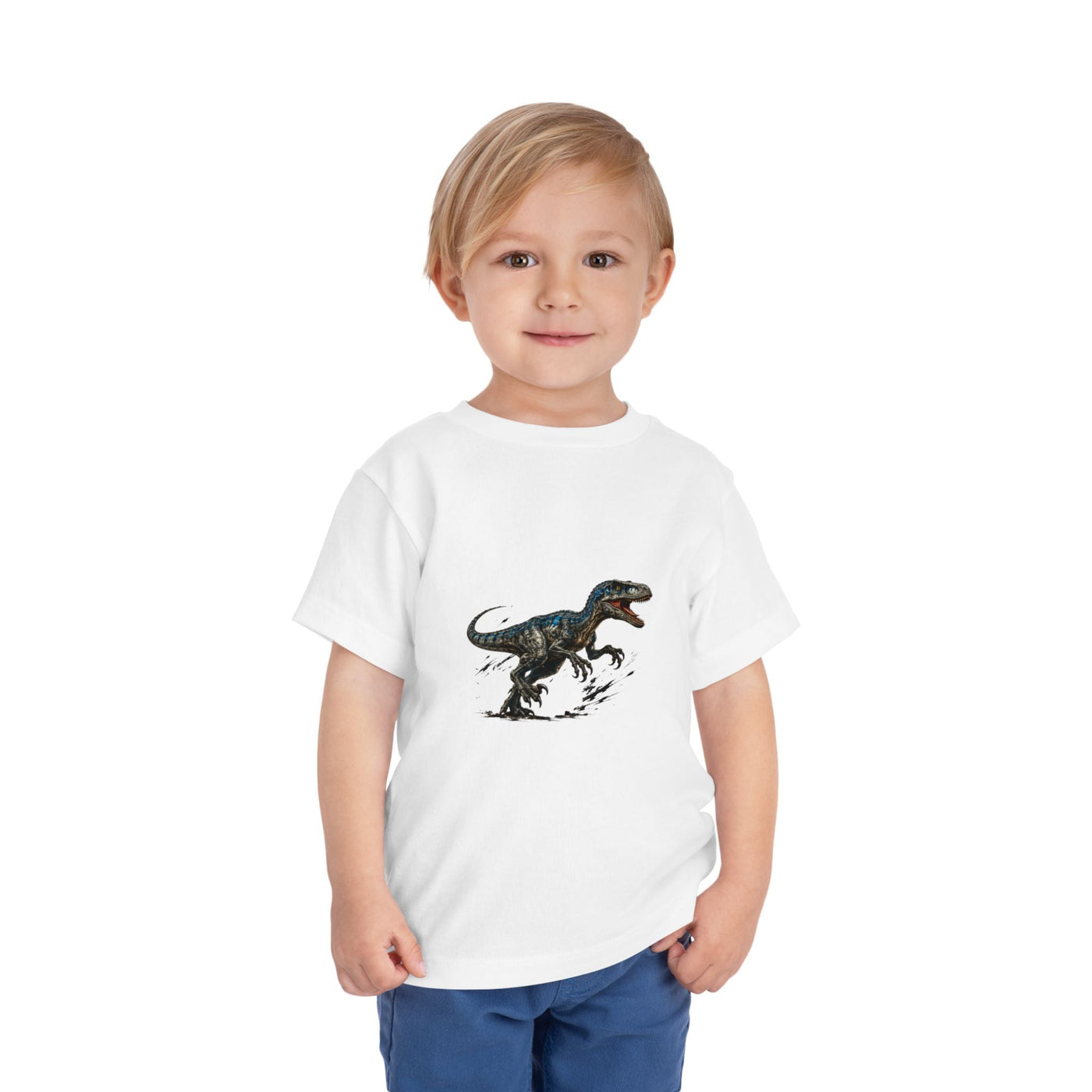 Toddler Tee — Running Velociraptor Dinosaur Graphic - Front Patch Kids Co.