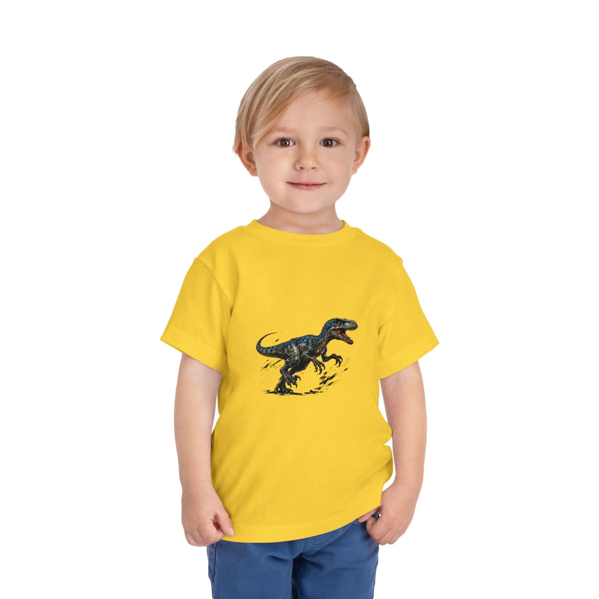 Toddler Tee — Running Velociraptor Dinosaur Graphic - Front Patch Kids Co.