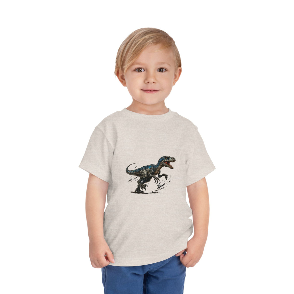 Toddler Tee — Running Velociraptor Dinosaur Graphic - Front Patch Kids Co.