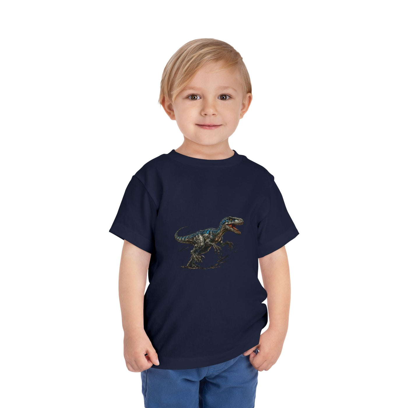 Toddler Tee — Running Velociraptor Dinosaur Graphic - Front Patch Kids Co.