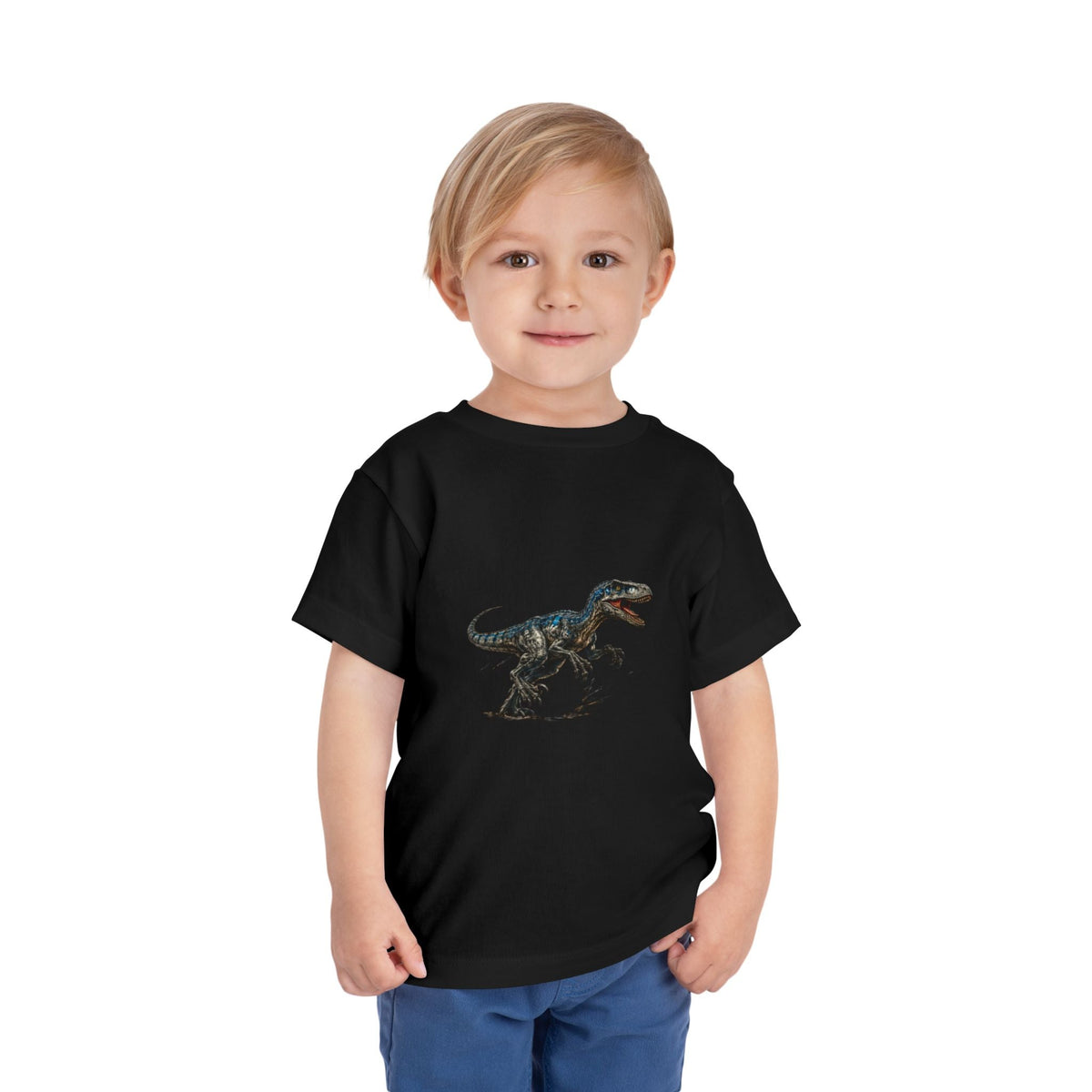 Toddler Tee — Running Velociraptor Dinosaur Graphic - Front Patch Kids Co.