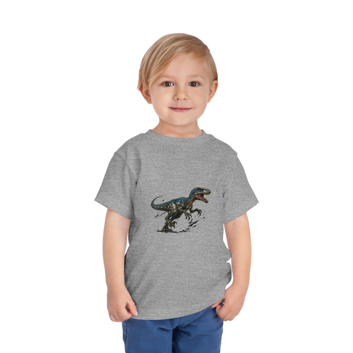 Toddler Tee — Running Velociraptor Dinosaur Graphic - Front Patch Kids Co.