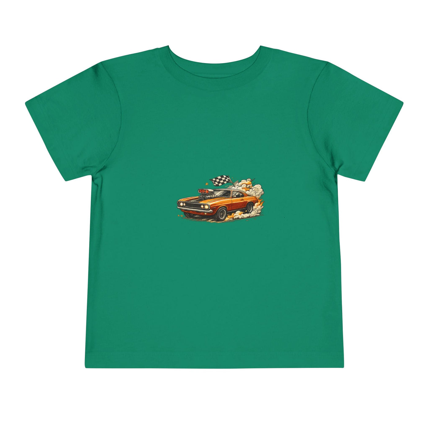 Toddler Tee — Vintage Muscle Car Cartoon with Checkered Flag - Front Patch Kids Co.