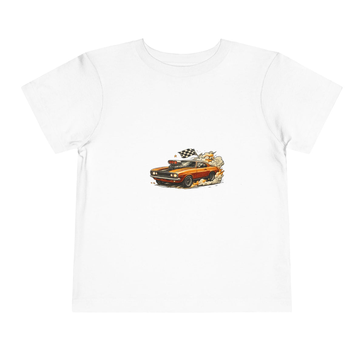Toddler Tee — Vintage Muscle Car Cartoon with Checkered Flag - Front Patch Kids Co.