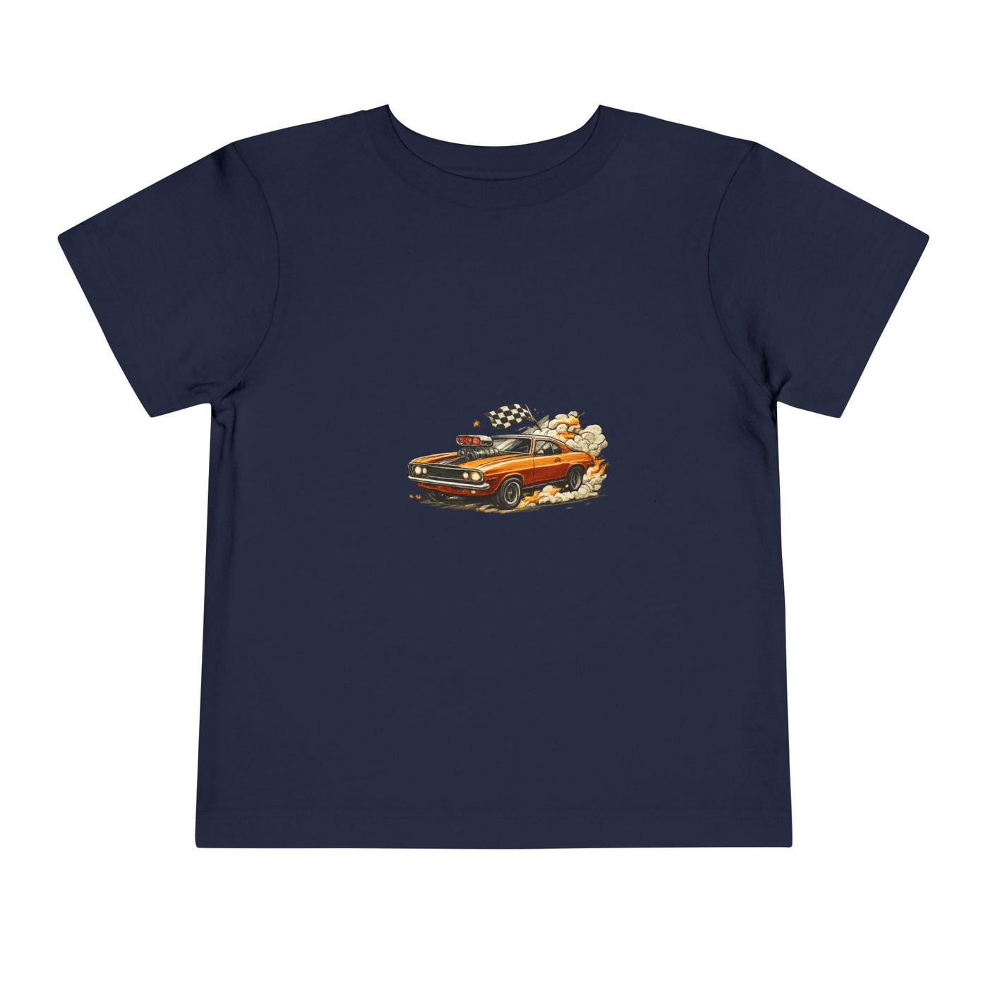Toddler Tee — Vintage Muscle Car Cartoon with Checkered Flag - Front Patch Kids Co.