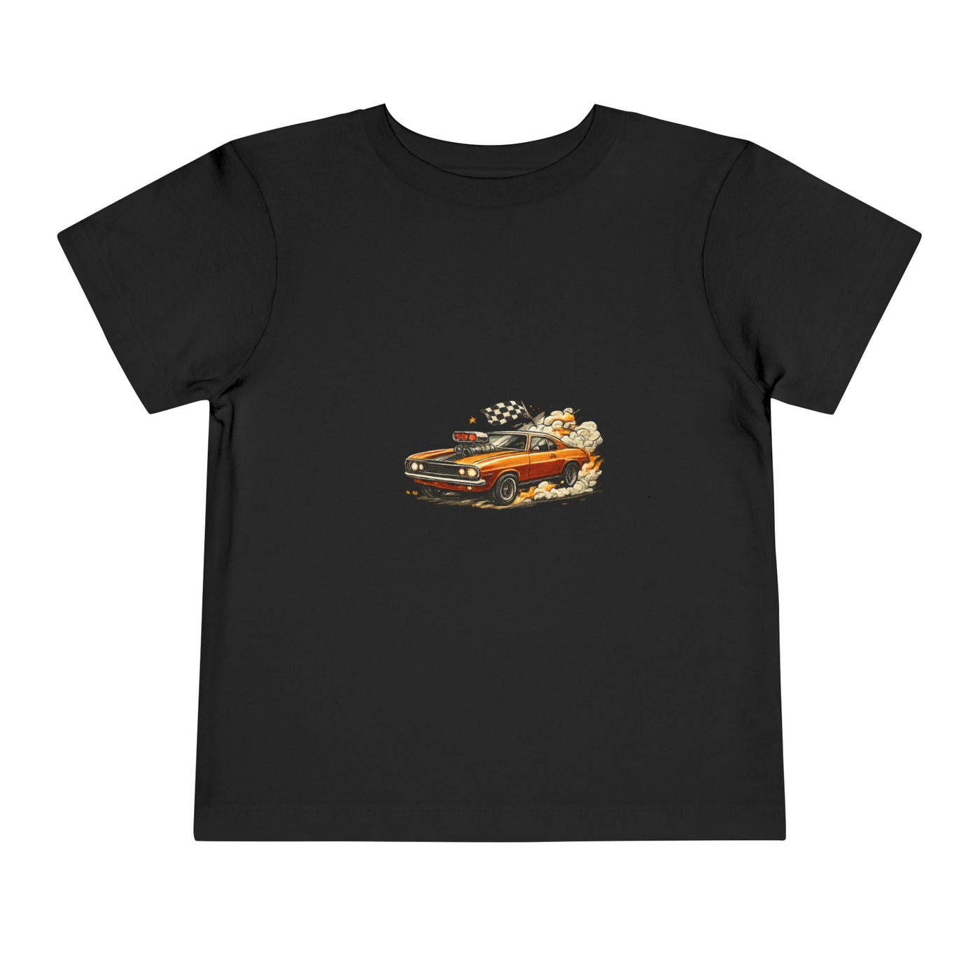 Toddler Tee — Vintage Muscle Car Cartoon with Checkered Flag - Front Patch Kids Co.