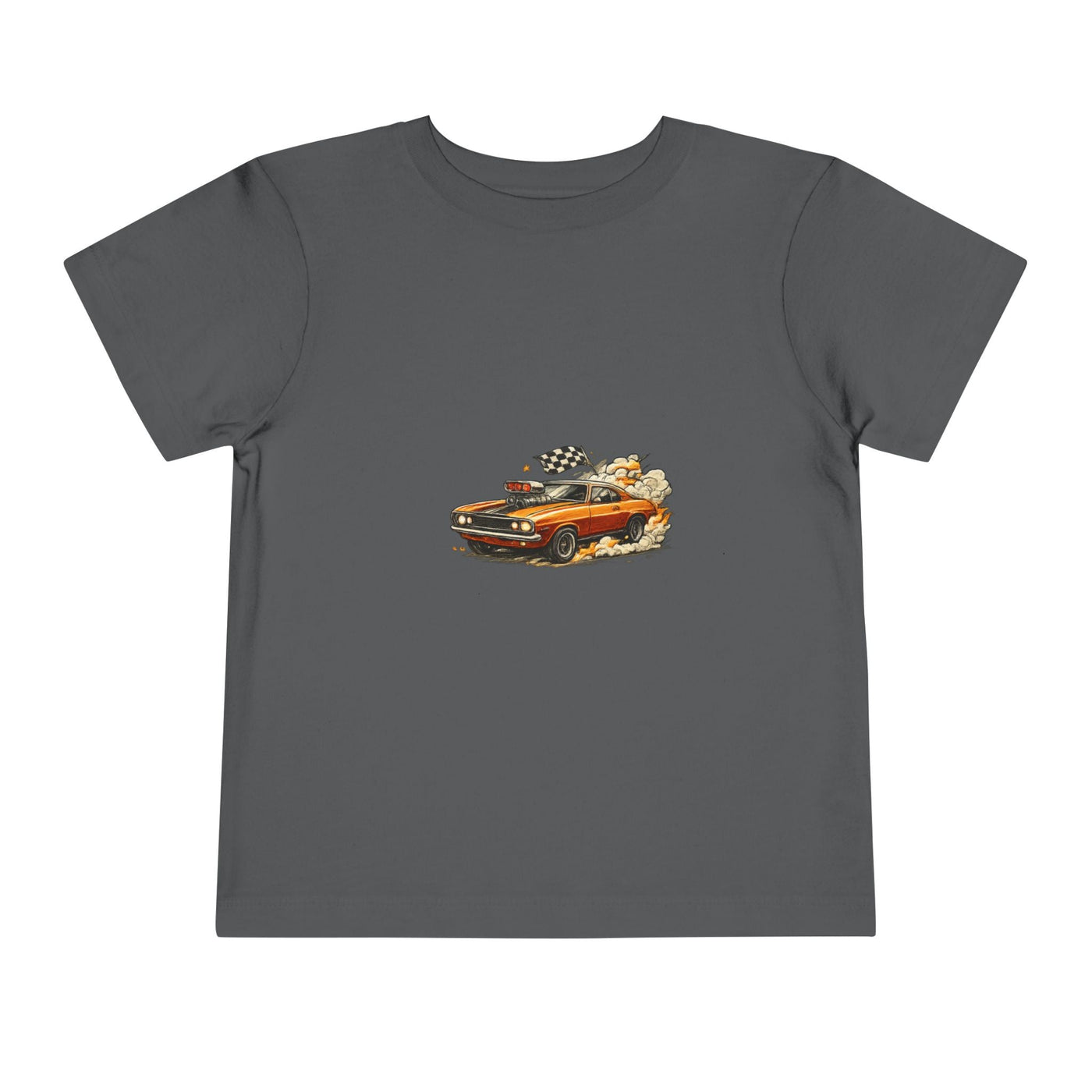 Toddler Tee — Vintage Muscle Car Cartoon with Checkered Flag - Front Patch Kids Co.