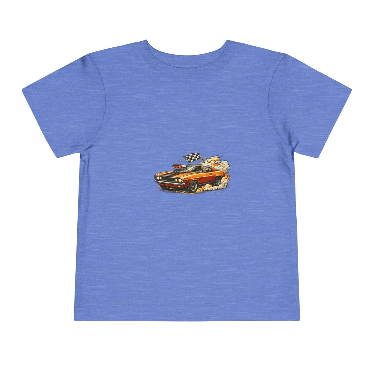 Toddler Tee — Vintage Muscle Car Cartoon with Checkered Flag - Front Patch Kids Co.