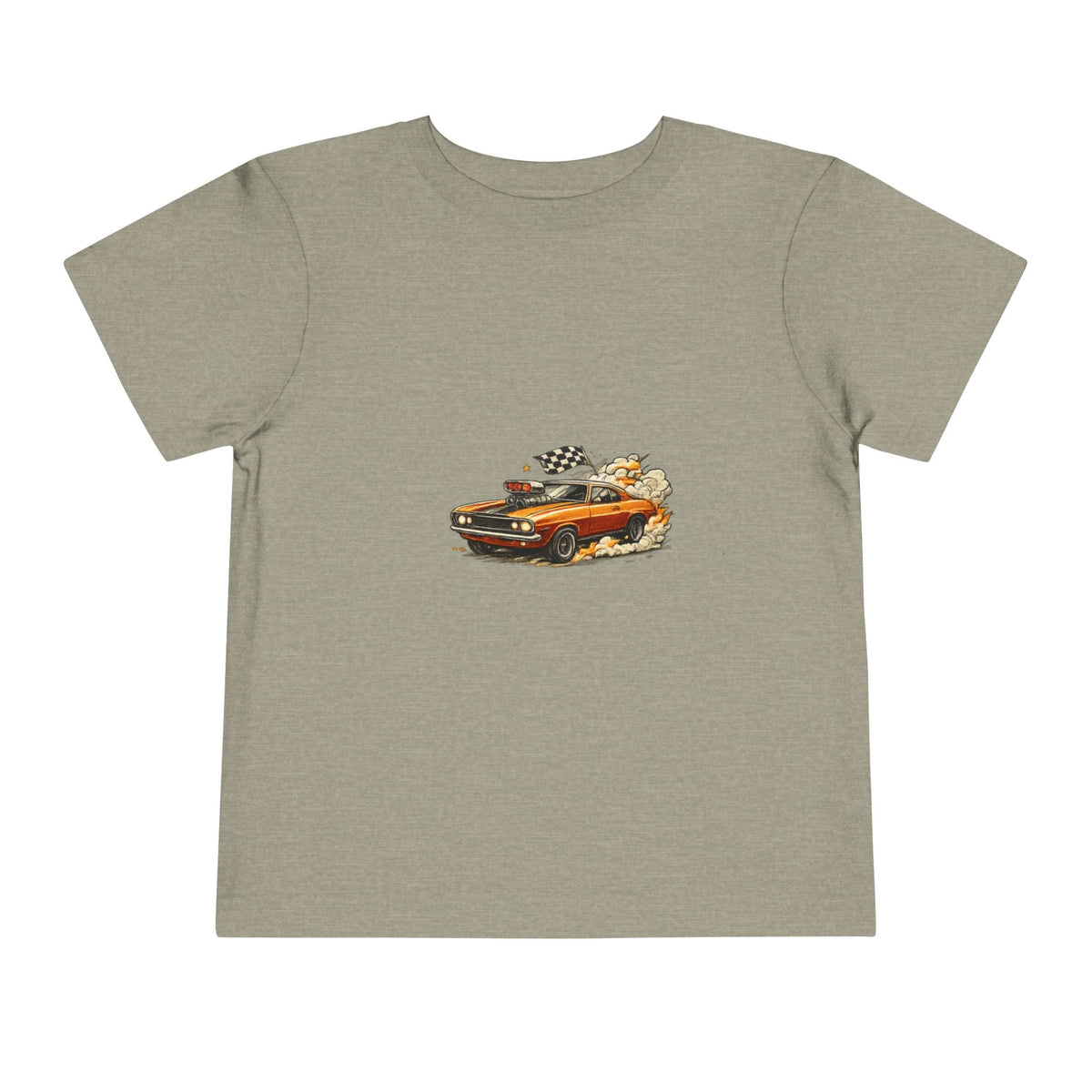 Toddler Tee — Vintage Muscle Car Cartoon with Checkered Flag - Front Patch Kids Co.
