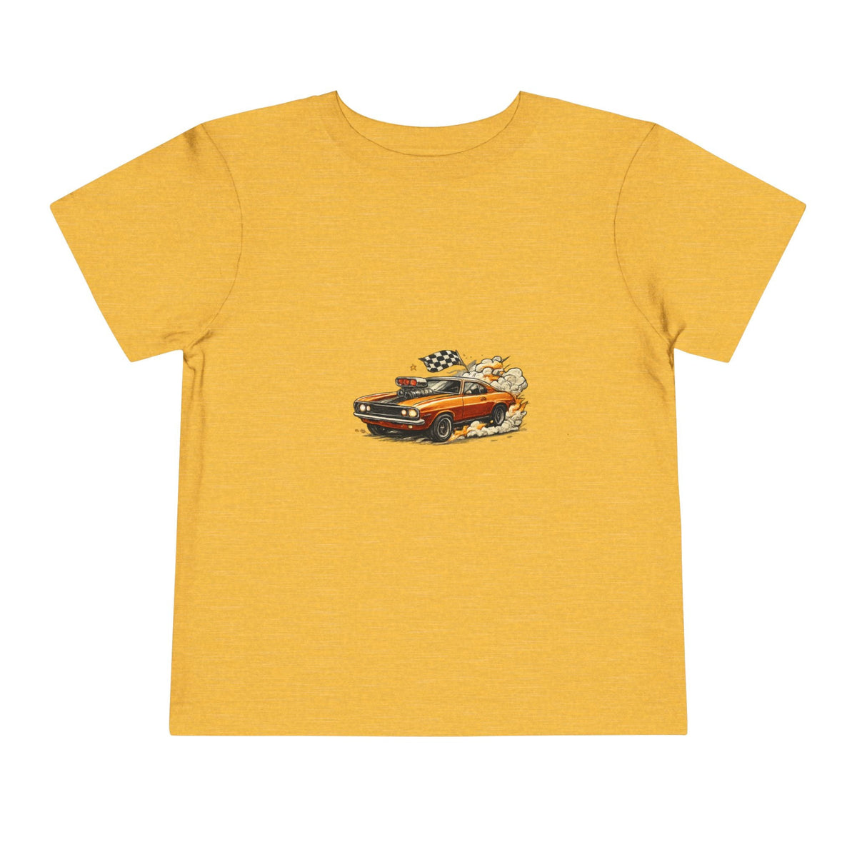 Toddler Tee — Vintage Muscle Car Cartoon with Checkered Flag - Front Patch Kids Co.