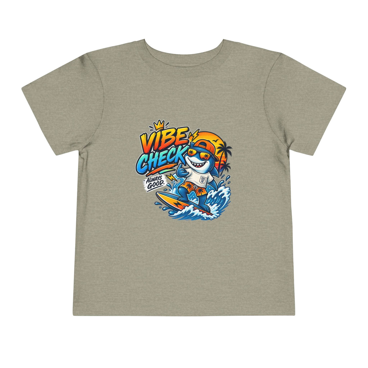 Vibe Check Surfing Shark Toddler Tee - Front Patch Kids Co.