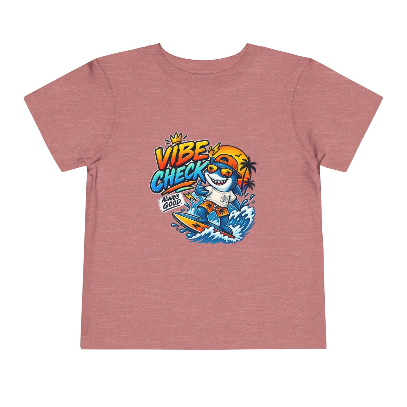Vibe Check Surfing Shark Toddler Tee - Front Patch Kids Co.