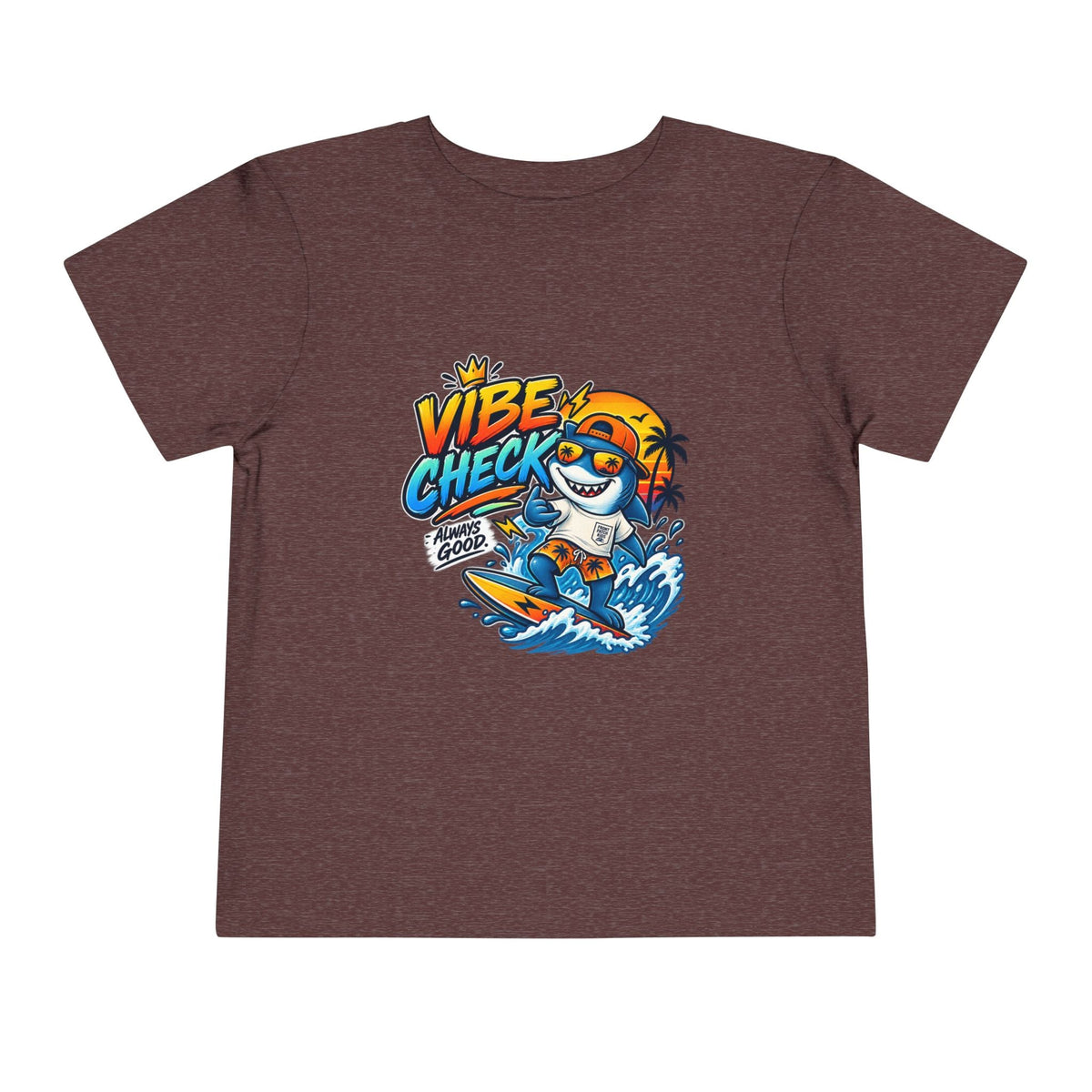 Vibe Check Surfing Shark Toddler Tee - Front Patch Kids Co.