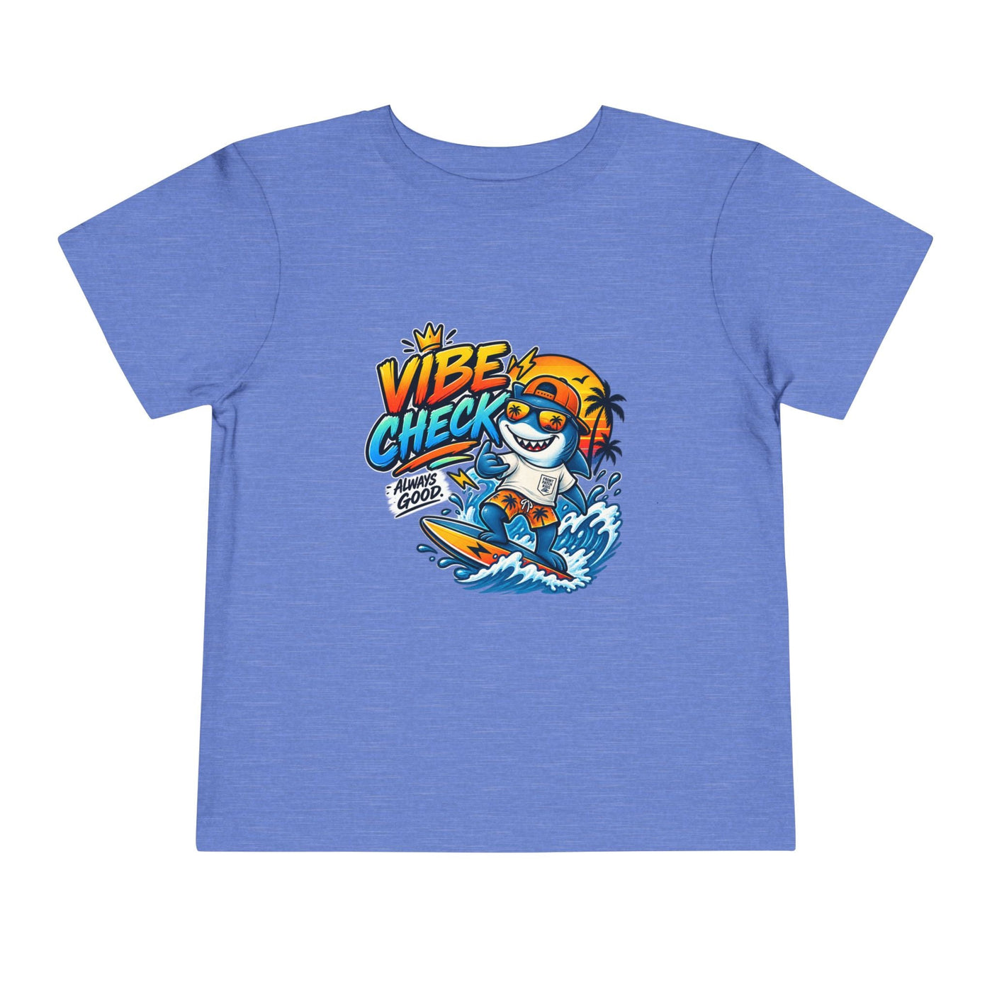 Vibe Check Surfing Shark Toddler Tee - Front Patch Kids Co.